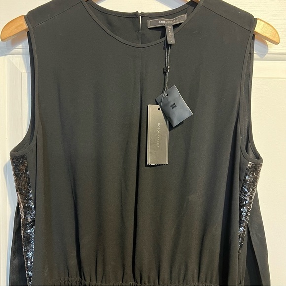 BCBG Maxazria Sleeveless Draped Dressy Sequin,Wide Leg Jumpsuit, Size Large, NWT - Picture 3 of 16